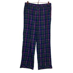 Victoria's Secret Medium M Blue Pink Silver Plaid Flannel Pajama‎ Lounge Pants